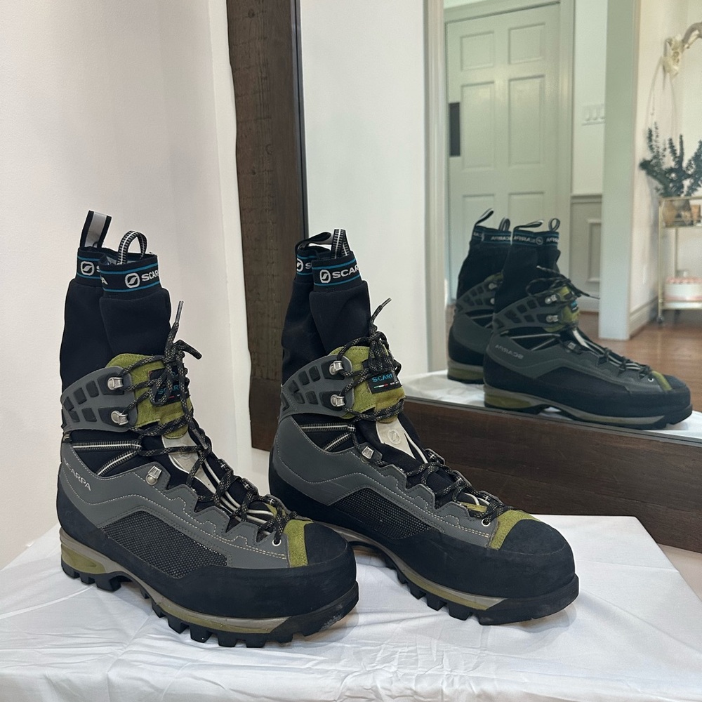Scarpa Black and Green Technical Mountaineering Boots